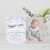 Invitation Avion Oh My Time Flies Voyage 2e Anniversaire (Debout devant)