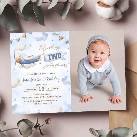 Invitation Avion Oh My Time Flies Voyage 2e Anniversaire