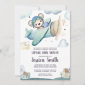 Invitation Avion Ourson | Baby Shower Virtuel (Devant)
