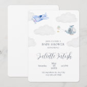 Invitation avion pour Baby Shower (Devant / Derrière)