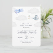Invitation avion pour Baby Shower (Debout devant)