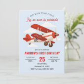 Invitation Avion rouge personnel 1ère fête d'anniversaire (Debout devant)