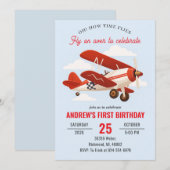 Invitation Avion rouge personnel 1ère fête d'anniversaire (Devant / Derrière)