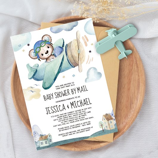 Invitation Avion Teddy Bear | Baby shower par courrier