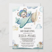 Invitation Avion Teddy Bear | Baby shower par courrier (Devant)