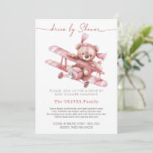 Invitation Avion Teddy Bear | Baby shower par Mail Pink (Debout devant)