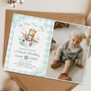 Invitation Avion Teddy Bear Heure Vol Anniversaire Photo