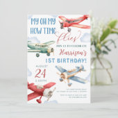Invitation Avion Temps vole Avion Anniversaire (Debout devant)