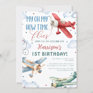 Invitation Avion Temps vole Avion Fête Anniversaire
