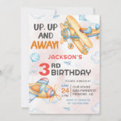 Invitation Avion Up & Away 3e fête d'anniversaire (Devant)