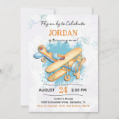 Invitation Avion vintage 1er anniversaire (Devant)