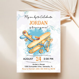 Invitation Avion vintage 1er anniversaire