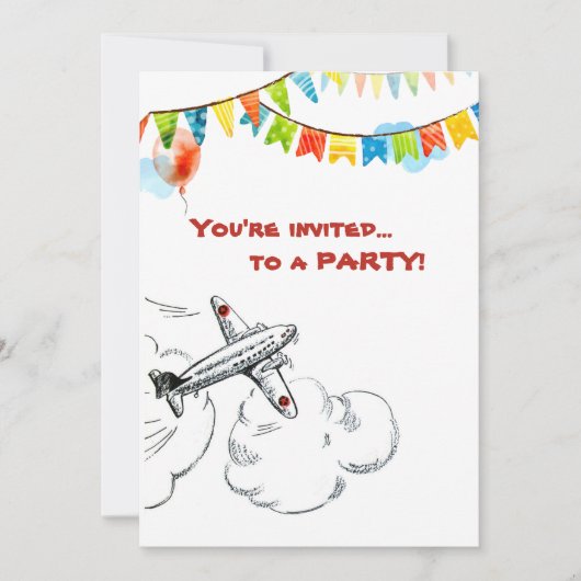 Invitation Avion vintage 1er anniversaire Fête Fête Vol (Devant)