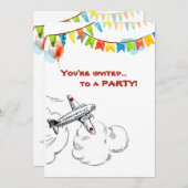 Invitation Avion vintage 1er anniversaire Fête Fête Vol (Devant / Derrière)