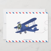 Invitation Avion Vintage Avion Blue Gold Photo (Dos)