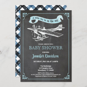 Invitation Avion Vintage bébé garçon douche inondation