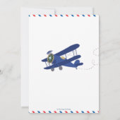 Invitation Avion Vintage Blue Gold    BirthdayInvit (Dos)