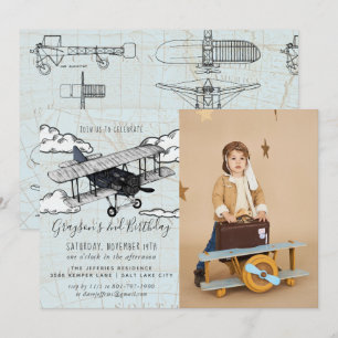 Invitation Avion Vintage Fête d'anniversaire de voyage