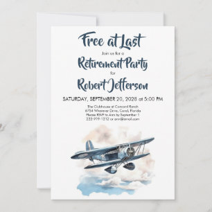 Invitation Avion vintage libre à Dernier Blue Retirement