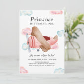 Invitation Avion vintage rose Avion Pilote Anniversaire (Debout devant)