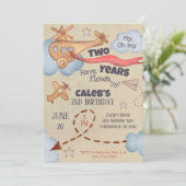 Invitation Avion vintage Temps Vol Anniversaire (Debout devant)