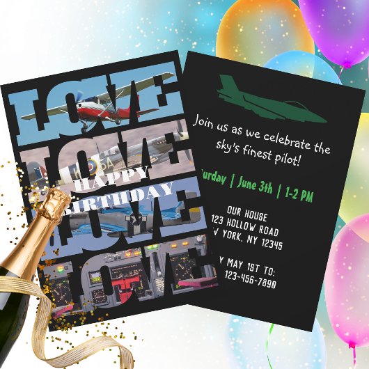 Invitation Avion Vol, Collage de photos, Aviation, Cool