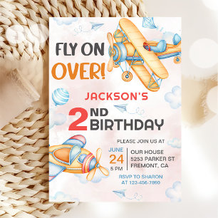 Invitation Avion Vol sur plus de 2e fête d'anniversaire