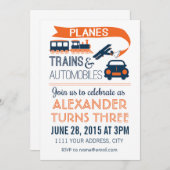 Invitation Avions, Trains et Automobiles (Devant / Derrière)