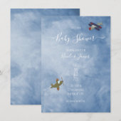 Invitation Avions volants dans le Baby shower du ciel (Devant / Derrière)