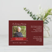 Invitation Avis de mémorial de bannière de filet de Bourgogne (Debout devant)