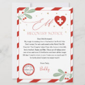 Invitation Avis de rétablissement Elf, Hôpital Elf, Note de m (Devant)