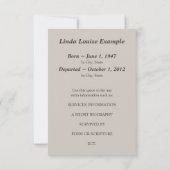 Invitation avis de service commémoratif (Dos)