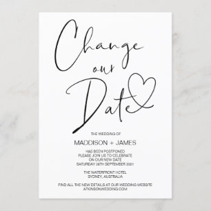 Invitation Avis mariage reporté, modifier notre Mariage de da