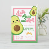 Invitation Avocado Anniversaire de fête Enfants Rose vert Ann (Debout devant)