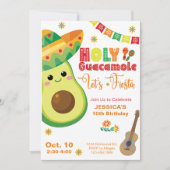 Invitation Avocado Anniversaire Fiesta Party Enfants Vert Rou (Devant)
