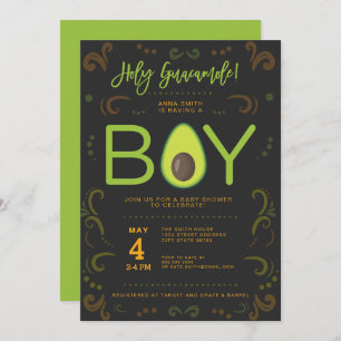 Invitation Avocado Baby shower Boy Guacamole Parti Taco
