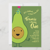 Invitation Avocado coloré 1er anniversaire mignonne Invitatio (Devant)
