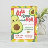 Invitation Avocado fête d'anniversaire Enfants vert rouge Ann (Debout devant)