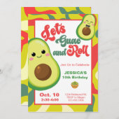 Invitation Avocado fête d'anniversaire Enfants vert rouge Ann (Devant / Derrière)