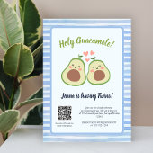 Invitation Avocado Genre Neutre QR Code Jumeaux Baby shower