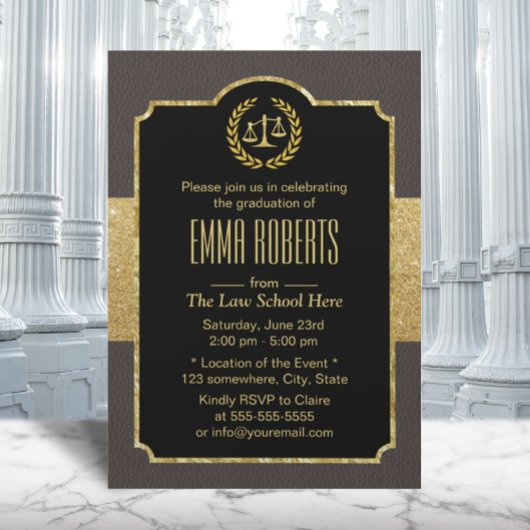 Invitation Avocat Brown et Gold Elegant