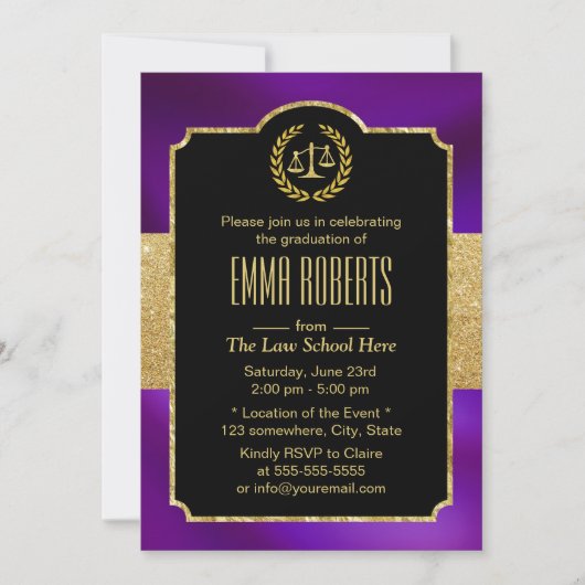 Invitation Avocat de l'avenir Gold & Purple (Devant)