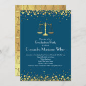 Invitation Avocat Droit École de Graduation Party Gold Blue (Devant / Derrière)