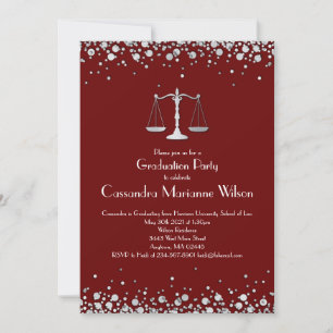 Invitation Avocat Droit École de Graduation Party Silver Maro