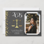 Invitation Avocat Droit School Gold Graduation Grey (Devant)