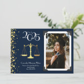 Invitation Avocat Faculté de Droit Gold Graduation Marine Blu (Debout devant)