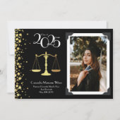 Invitation Avocat Faculté de Droit Gold Graduation Noir (Devant)