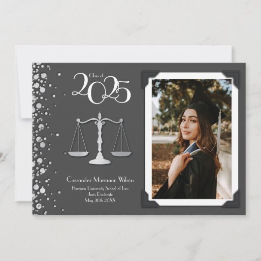 Invitation Avocat Faculté de Droit Silver Graduation Grey (Devant)