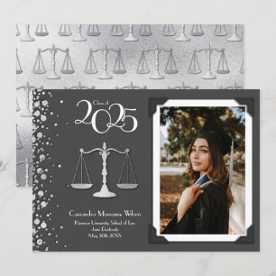 Invitation Avocat Faculté de Droit Silver Graduation Grey