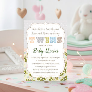 Invitation Avoir des jumeaux Baby shower neutre